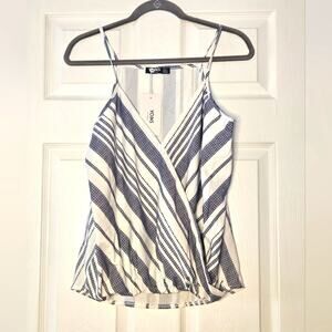 Yoins Womens blue and white‎ patterned v-neck tank size S